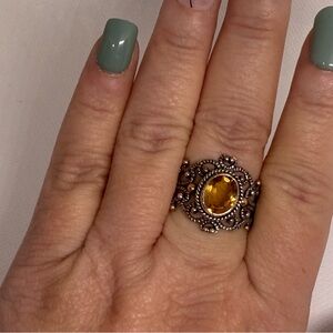 925 Sterling Silver ring with citrine stone size 11